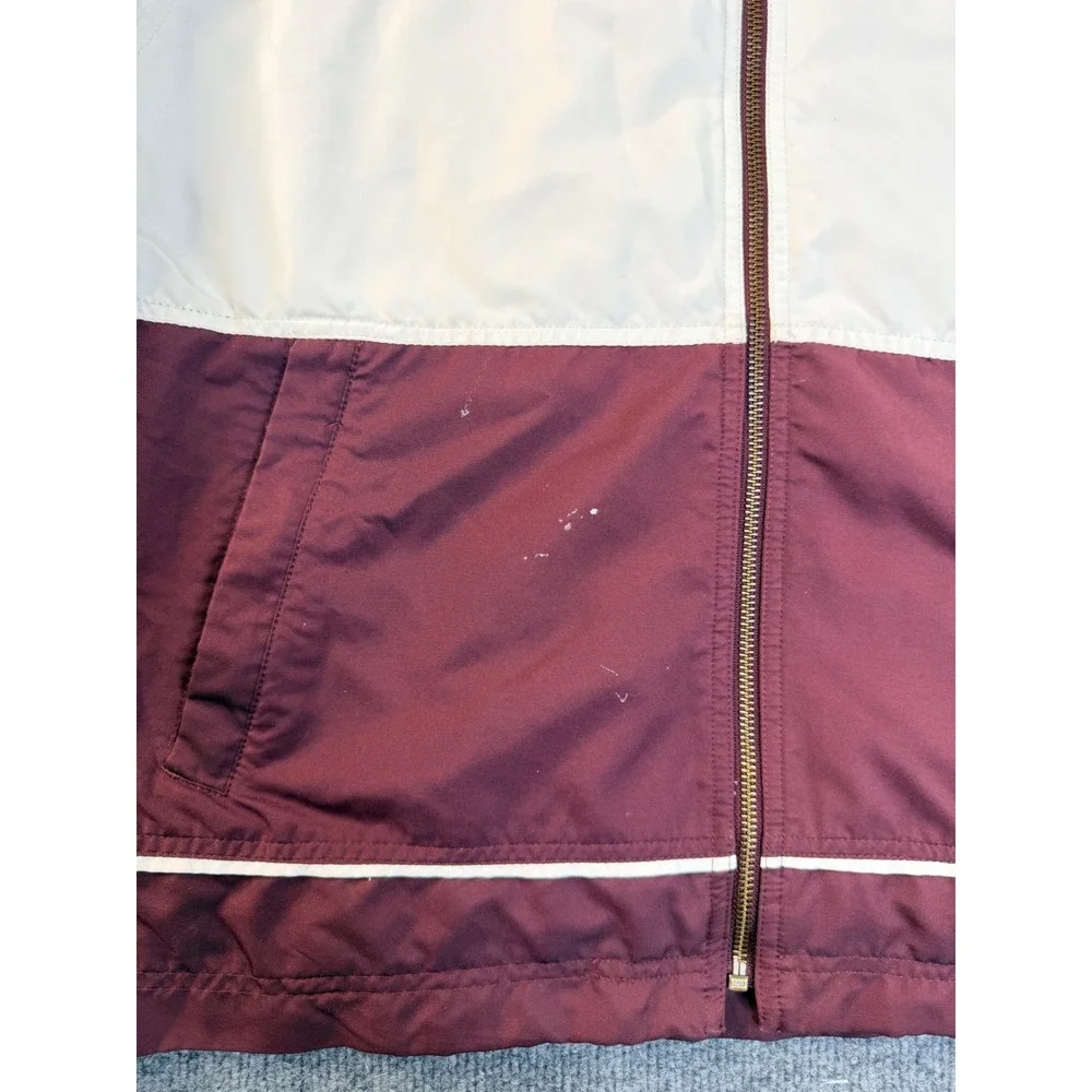 Nike Mens Medium Windbreaker Jacket Cream Maroon Full Zip Vintage Y2K
